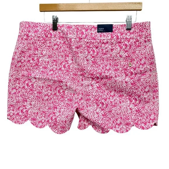 Crown Ivy Shelby Scallop Shorts Womens Pink White Printed 4" Size 12 - Picture 2 of 11